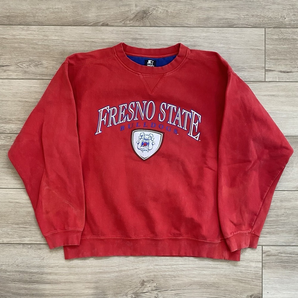 Vintage 90s Starter Fresno State Bulldogs Pullover Sweatshirt Adult Size XL VTG